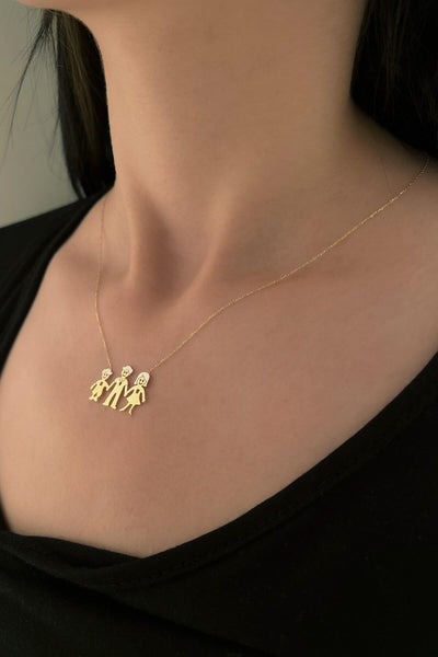 14ct Gold Mom Dad And Boy Necklace