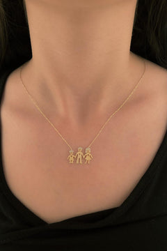 14ct Gold Mom Dad And Boy Necklace