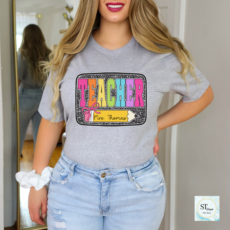Colorful Composition Notebook Teacher Name Plate