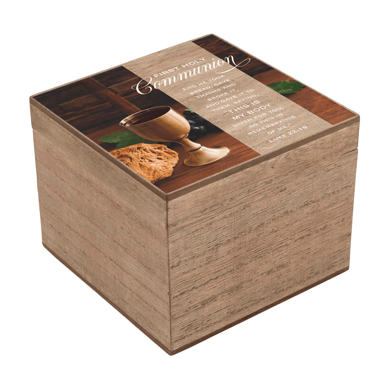 Communion Keepsake Box With Scripture - 4X4 Inches