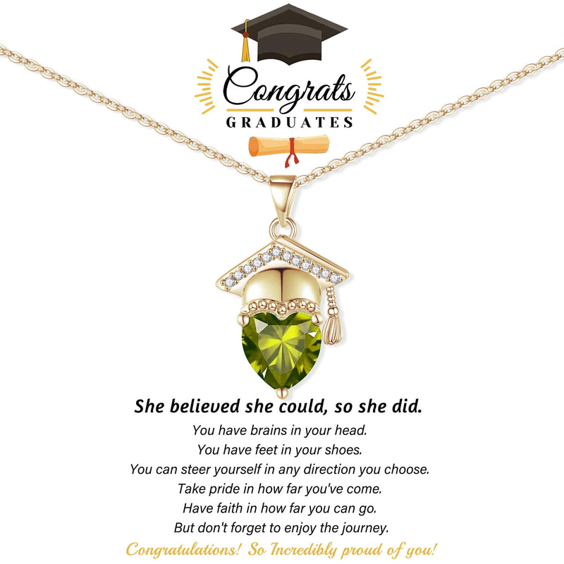 College Graduation Gifts for Her Graduation Gifts for Her 2024 Birthstone Necklace for Women Dainty Gold Necklace Graduation Cap Heart Pendant Birthstone Jewelry for Daughter Girls Sister Niece