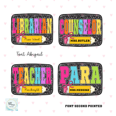 Colorful Composition Notebook Teacher Name Plate
