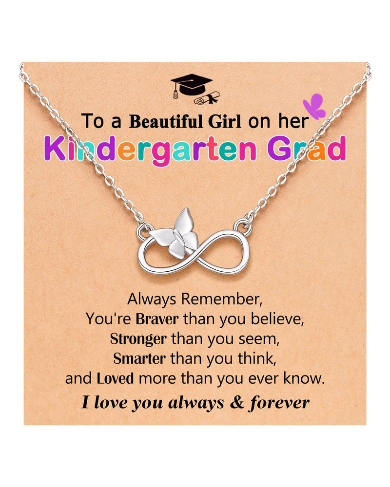 UPROMI Kindergarten Graduation Gifts for Girls Kids Infinity Butterfly Necklace Class of 2024 Grad Graduate Kinder Graduation Decorations Congratulations Gift for Daughter Granddaughter
