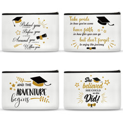 YOMOVER Graduation Gifts Makeup Bag - 4 Pcs High School College Graduation Gifts for Women Cosmetic Bags Inspirational Graduation Gifts for Best Friend Sister Canvas Travel Toiletry Bag with Zipper