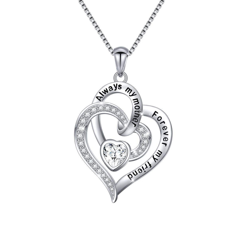 Always My Mother Forever My Friend Love Heart Necklace for Women Mothers Day Gifts for Mom Wife Grandma Mothers Day Gifts Christmas Gift