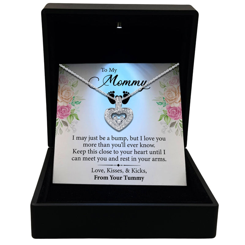 TRYNDI™ To My Mommy Floating Heart Necklace With Authentic Swarovski Crystals-0