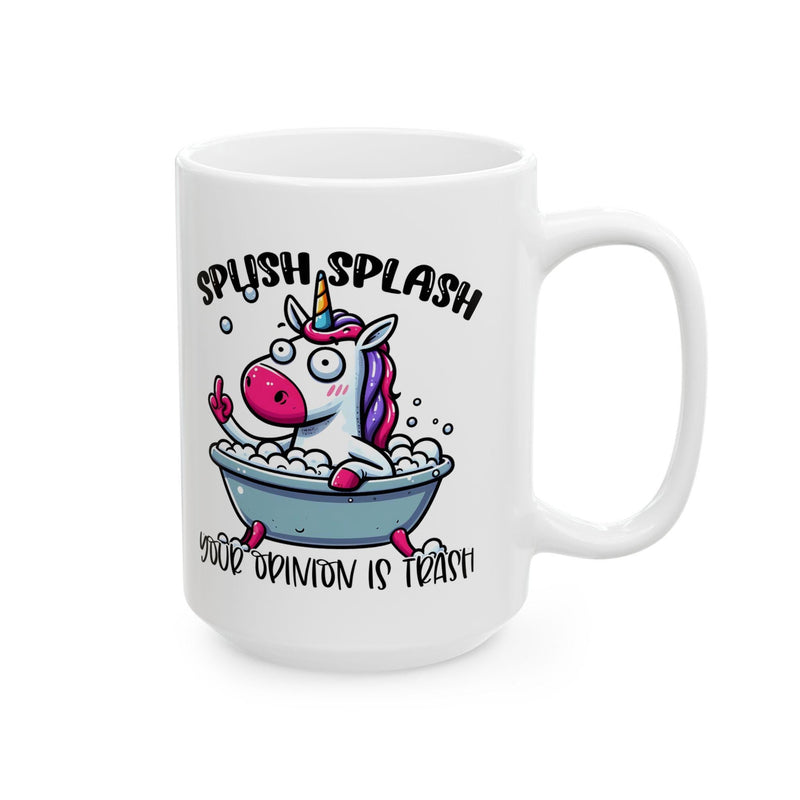 ColorFlow | Your Opinion Is Trash Unicorn Mug | Funny Coffee Cup | 15oz Ceramic Mug | Sarcastic Gift for Friends & Coworkers